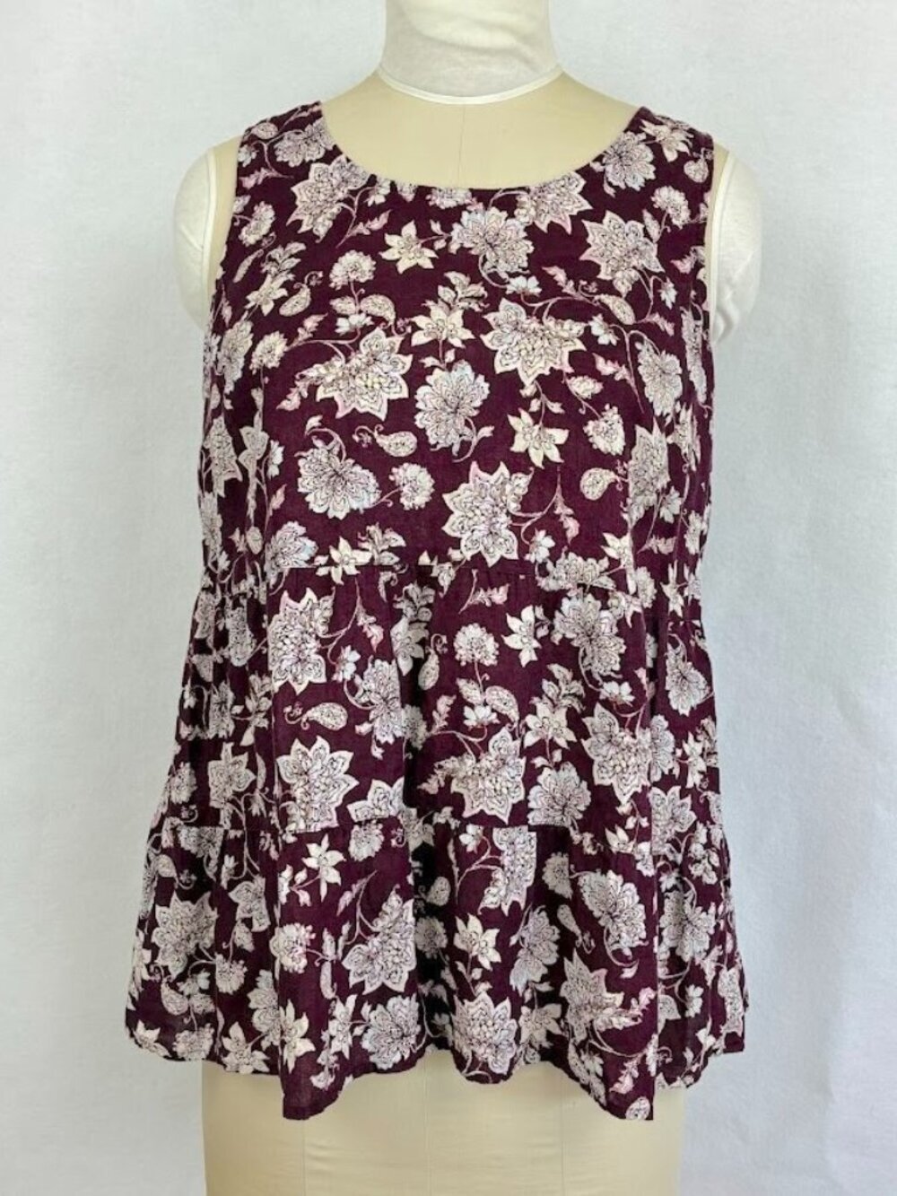 J. Jill Linen Tank Top Floral Babydoll Summer Y2K Beachy Boho Oversized Preppy M - Picture 4 of 9